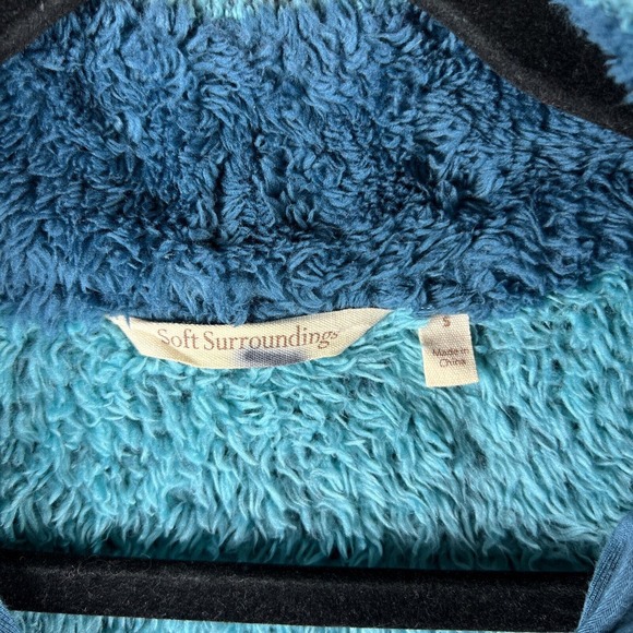 Soft Surroundings Sweater Womens Small Blue Pullover Luxe Sherpa 1/4 Zip Fuzzy - Picture 6 of 14